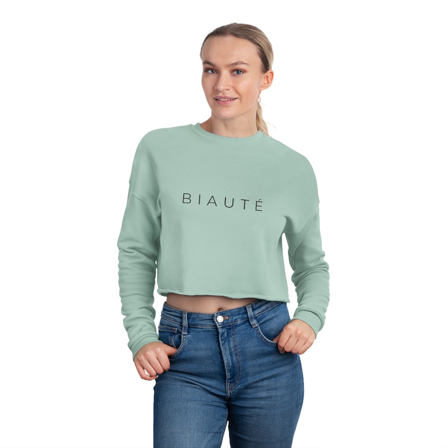 BIAUTÉ Women's Cropped Sweatshirt - Black, Dusty Blue, Mauve