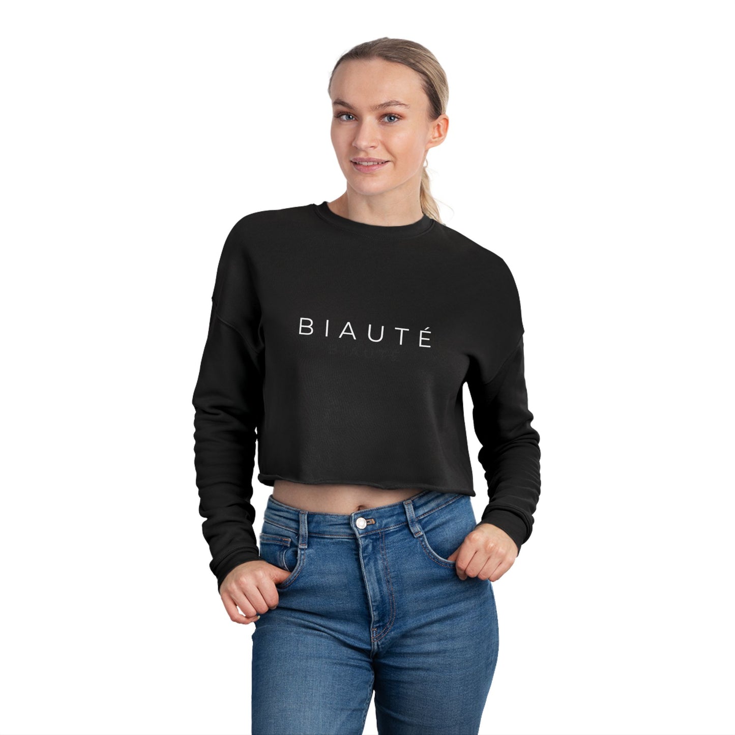BIAUTÉ Women's Cropped Sweatshirt - Black, Dusty Blue, Mauve